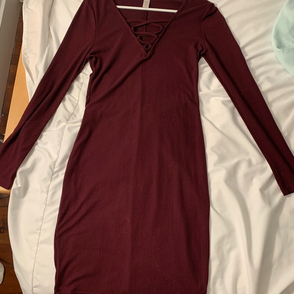 red ribbed bodycon dress